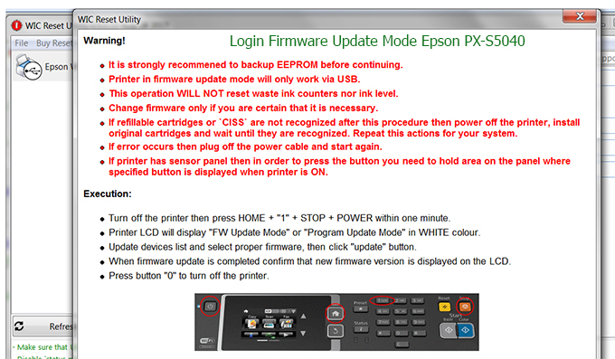 Key Firmware Epson PX-S5040 Step 3